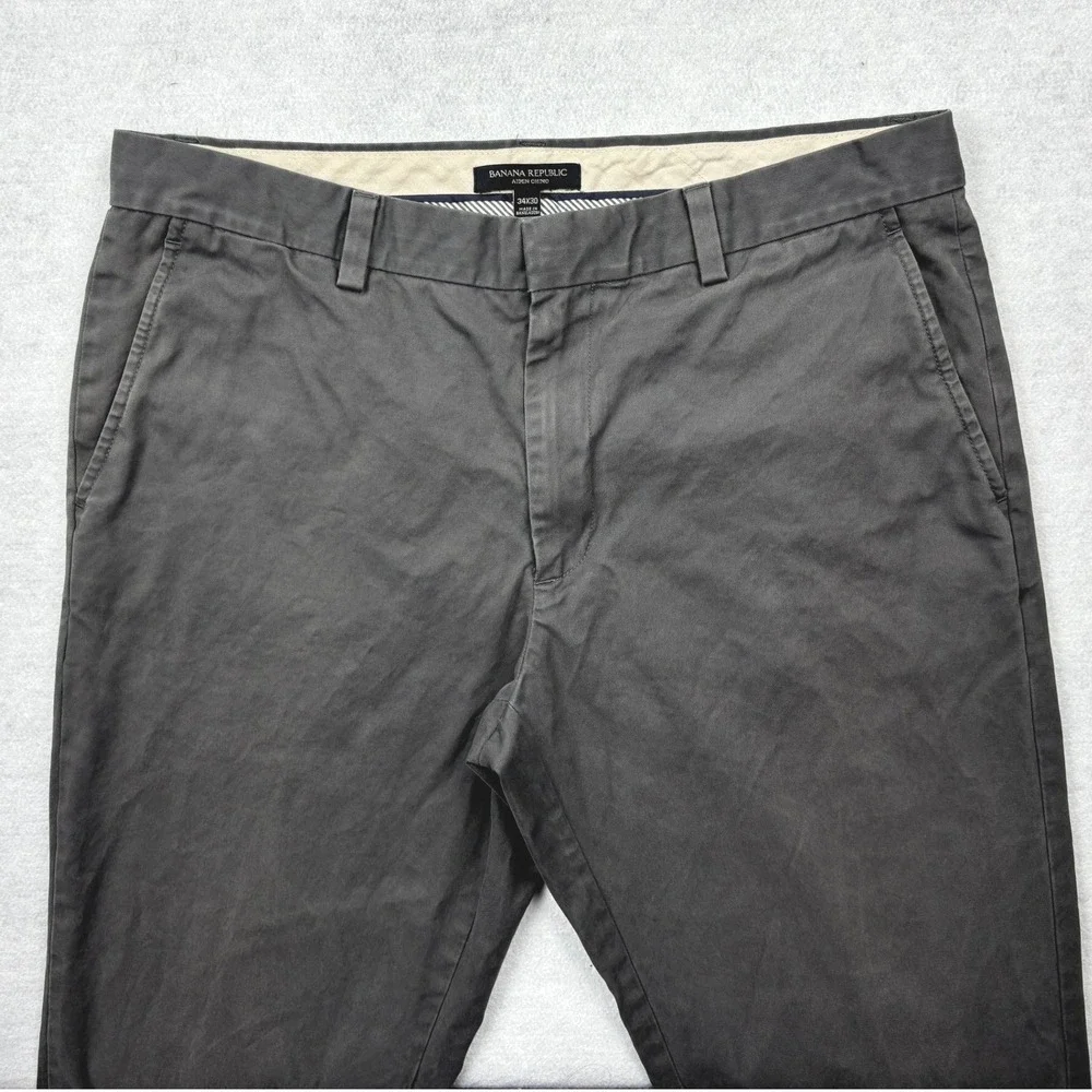 Banana Republic Aiden Chino Pants Mens 34x28 Gray 100% Cotton Slim Fit Trousers